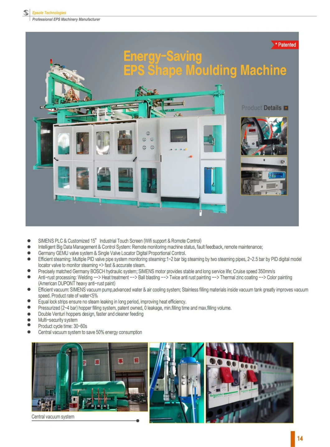 Save Steam Consumption EPS Vacuum Shape Moulding Machine for Foam Box