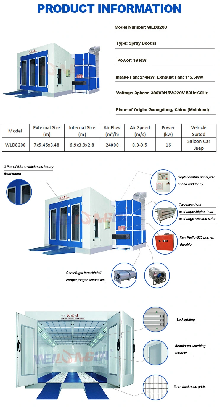 Wld8200 CE Spray Paint Booth / Painting Equipment/ Car Painting Machine Price for Sale Sudan